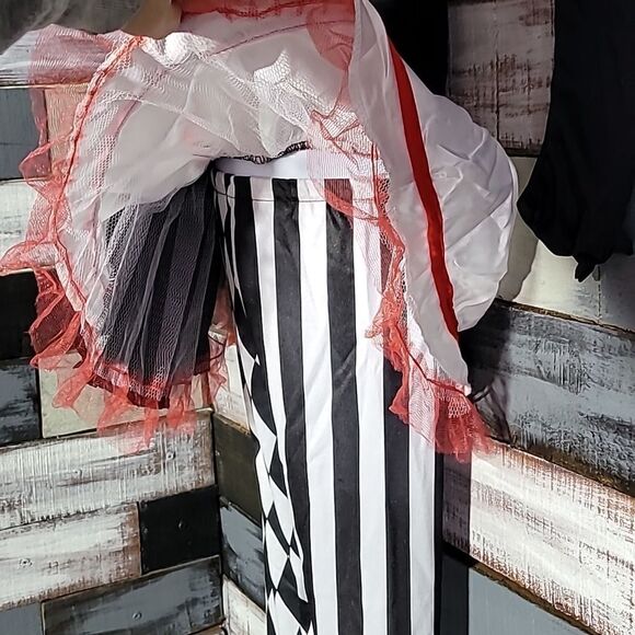 Court Jester Red, White, & Black Costume Girl's Size 4-6T - Picture 3 of 10